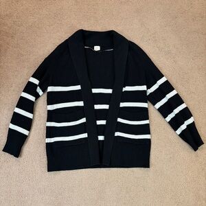 a new day Black Cardigan with White Stripes